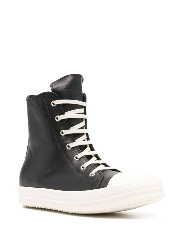 Zipped Leather High-Top Sneakers