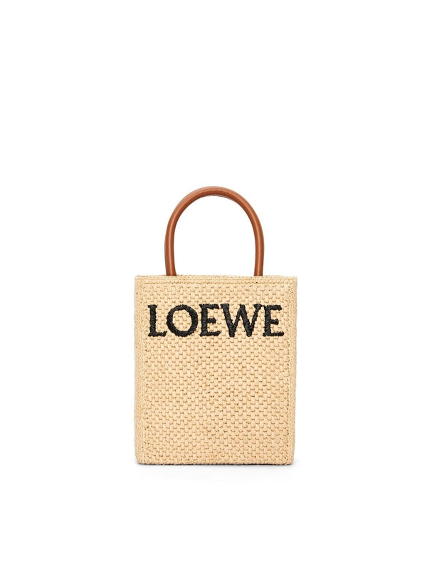 Logo Embroidered Raffia Tote Bag