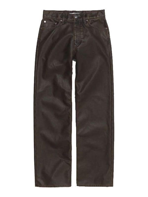 Loose‑Fit Coated Brown Pants