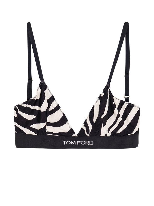 Logo Band Animal Printed Bra