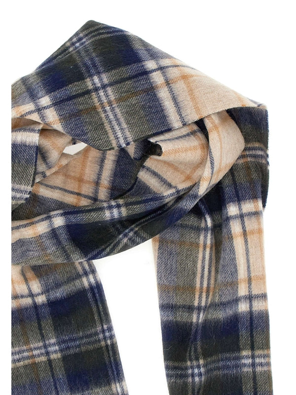Barbour Checked Navy Wool Mufflers