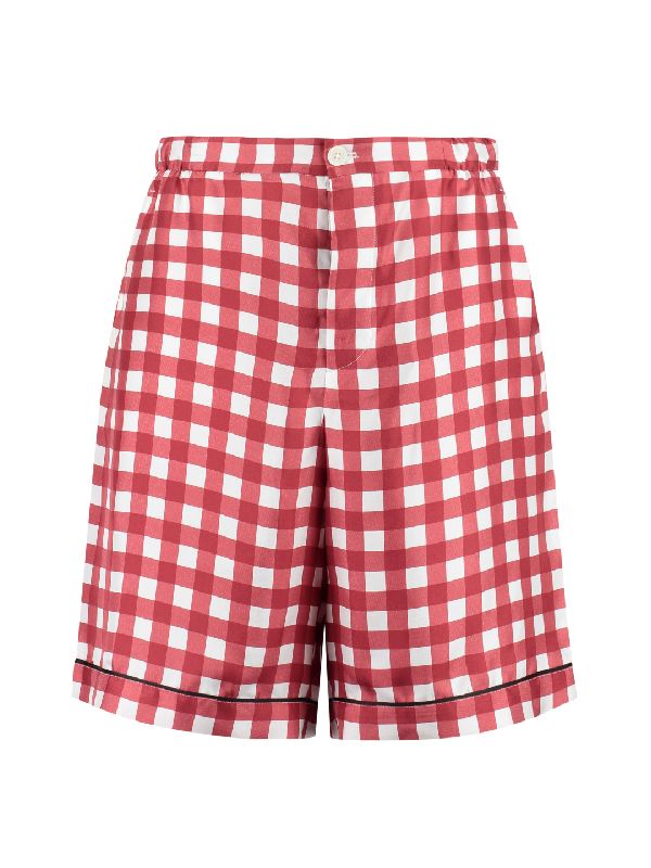 All-Over Check Turn-Up Bermuda Shorts