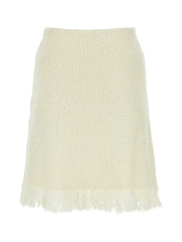 Wool Silk Tweed Fringe
  Skirt