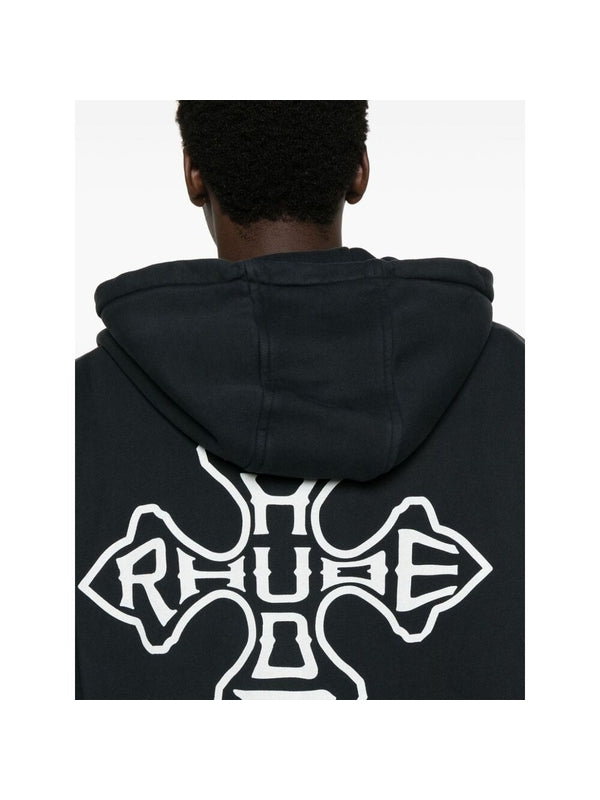 Cross Logo Printing Cotton Hoodie Zip-Up