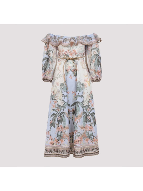 Wylie Flower Pattern Linen Dress