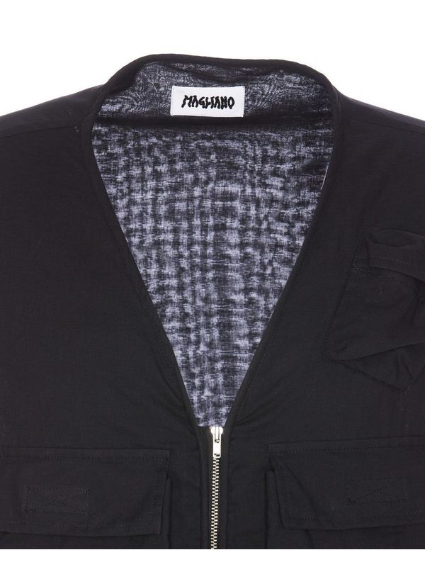 Zip-up Detail Cargo Cotton Vest