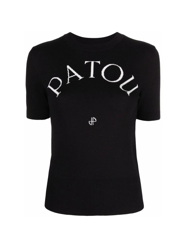 Logo Jacquard Cotton Short
  Sleeve Knit