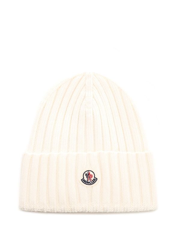 Logo Patch Wool Ribbed Beanie