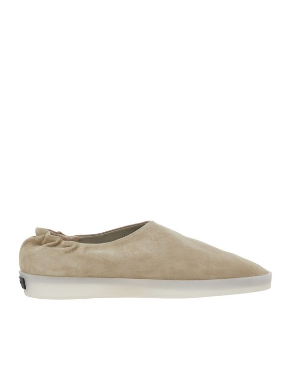 Beige Mules with Logo Patch on the Back and Elasticized Heel in Suede Man Low top Sneakers