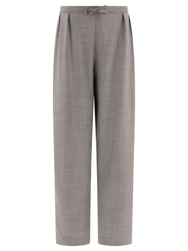 Drawstring Pleated Wool Pants