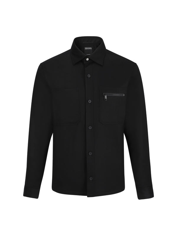 Zip-up Pocket Wool Shirt