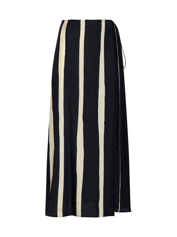 Striped Wrap Long Skirt