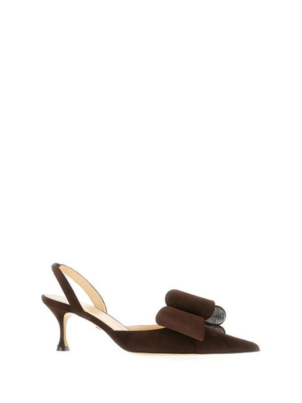 Bow Detail Leather Slingback Heel