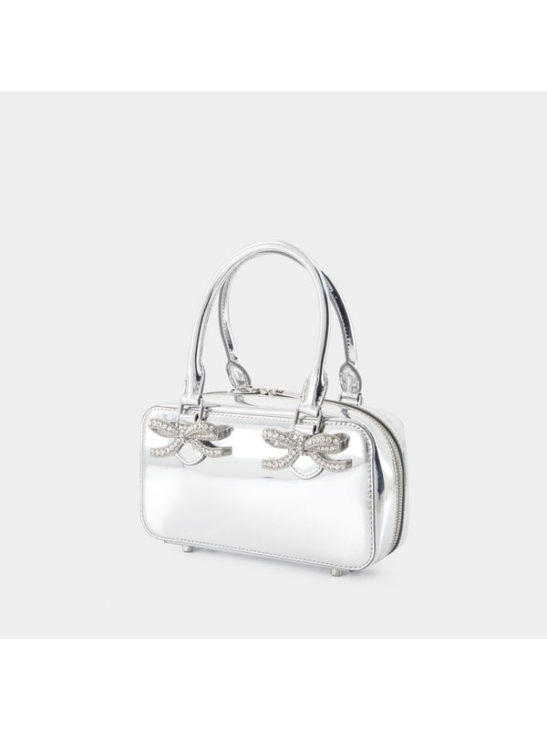 Bow Decoration Metallic Leather Mini Tote
  Bag