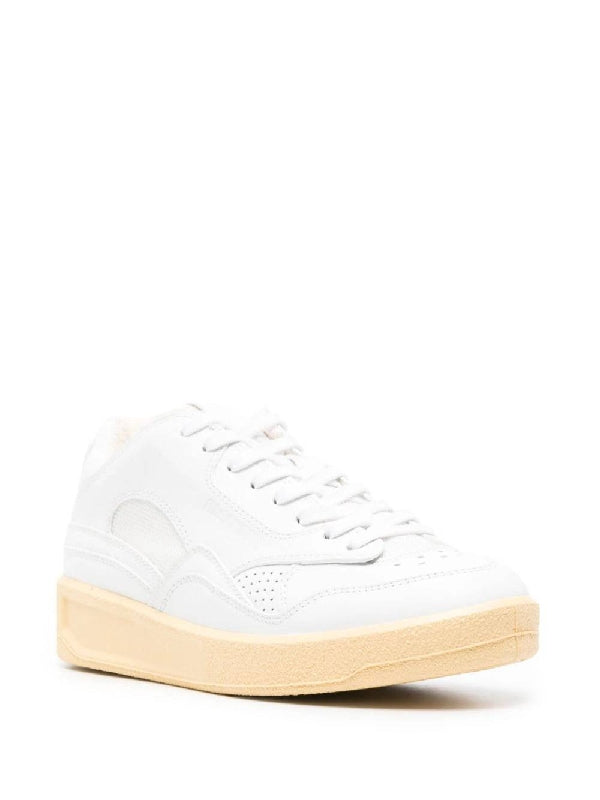 White Calfskin Low Top Sneakers