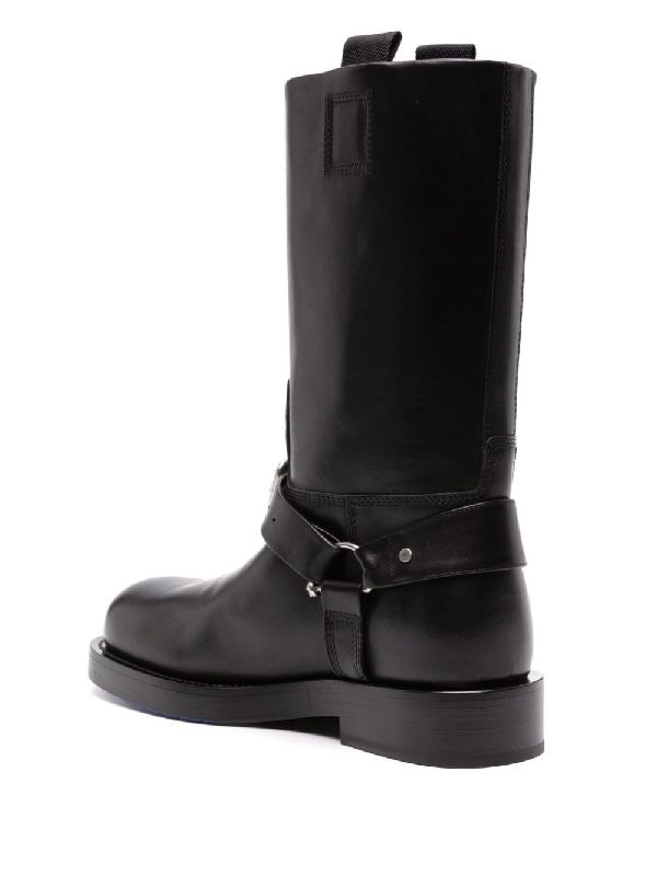 Leather Buckle Harness Calfskin Boots