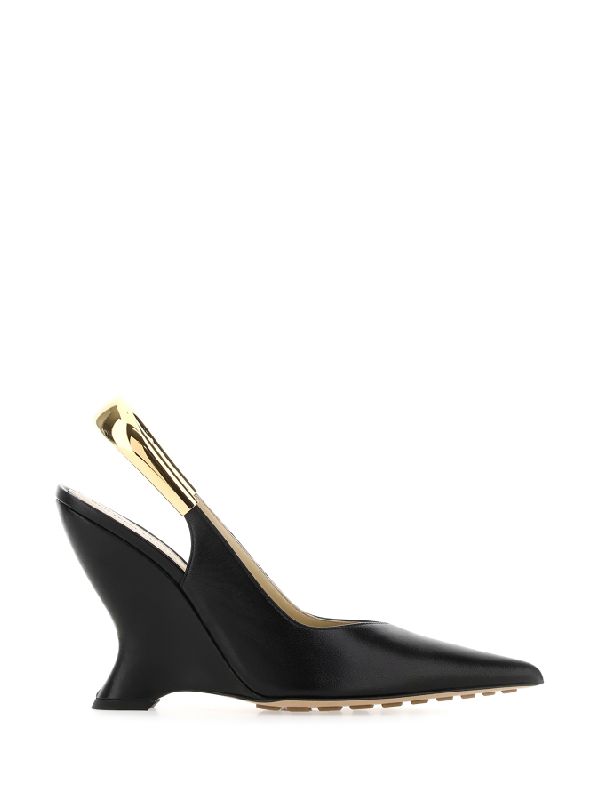 Black Punta Lambskin Slingback Heels