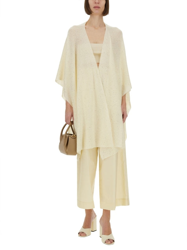 Beige Nylon Wool Cape