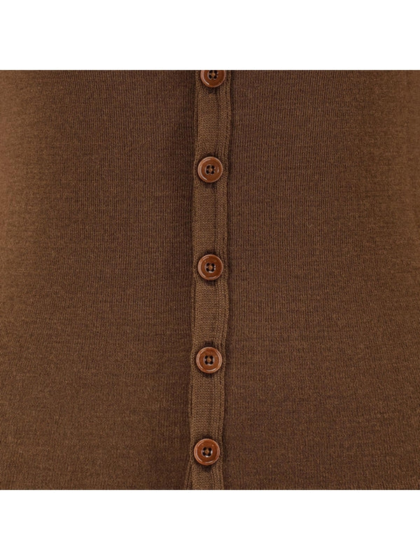 Brown button wool knit