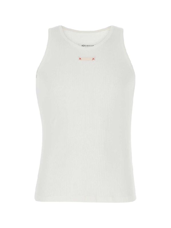 Logo Patch Cotton Rib Sleeveless Top