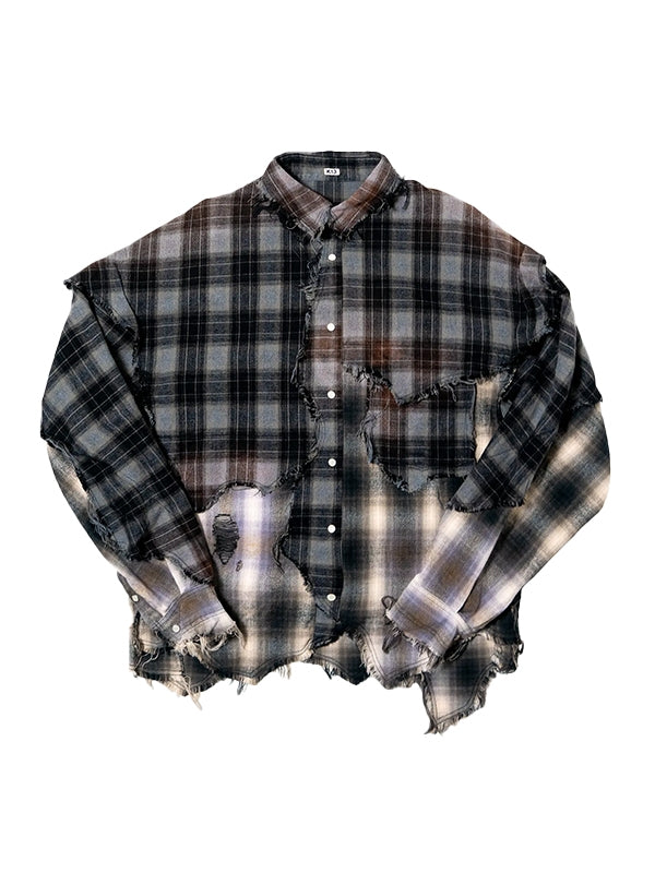 Vintage Effect Black Check Shirt