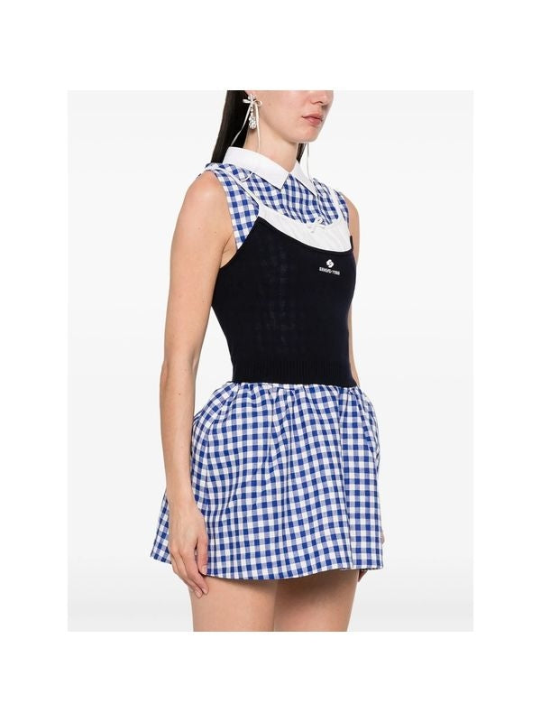 Logo Jacquard Silk Cashmere Tank Top