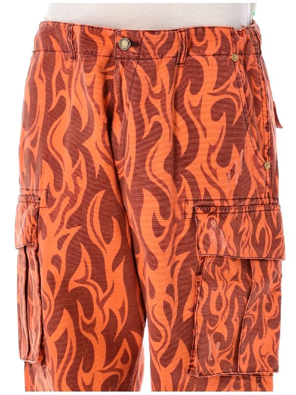 Flame Printed Cotton Cargo Pants