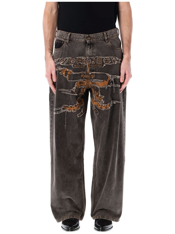 Evergreen Paris Patch Denim Pants