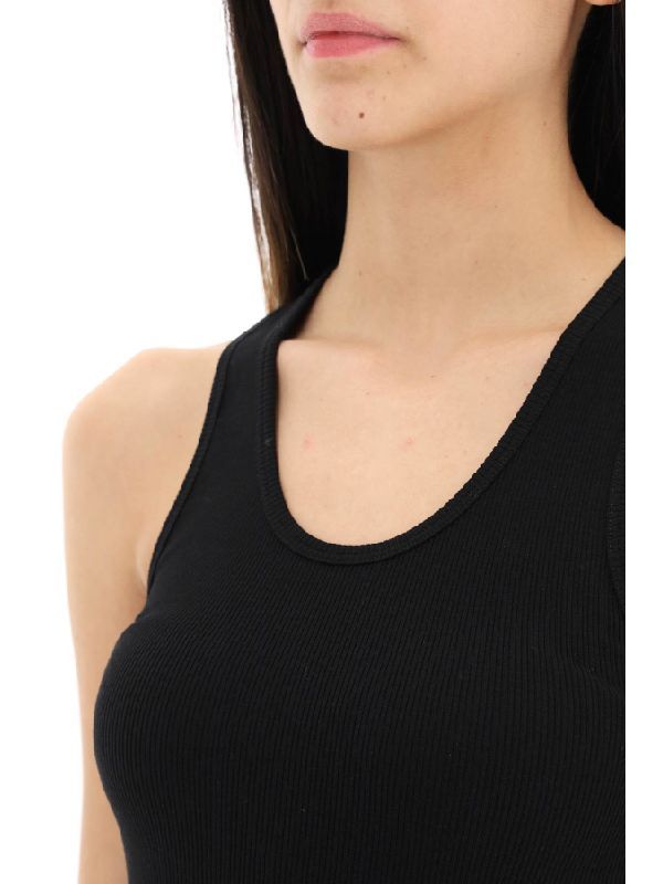 Black Cotton Rib Tank Top