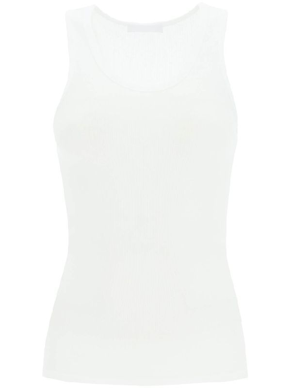 White Cotton Rib Tank Top