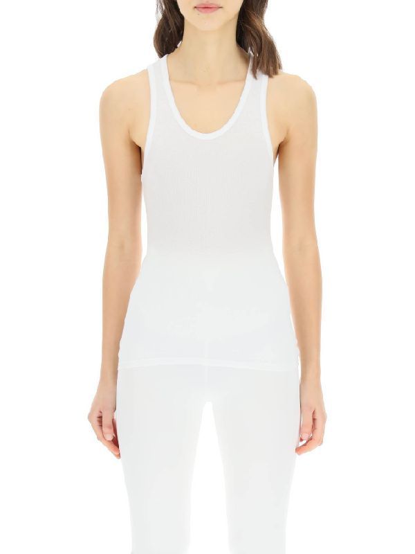 White Cotton Rib Tank Top