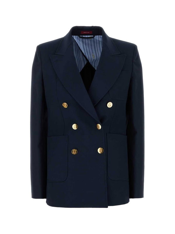 Button Detail Cotton Double Tailored Jacket