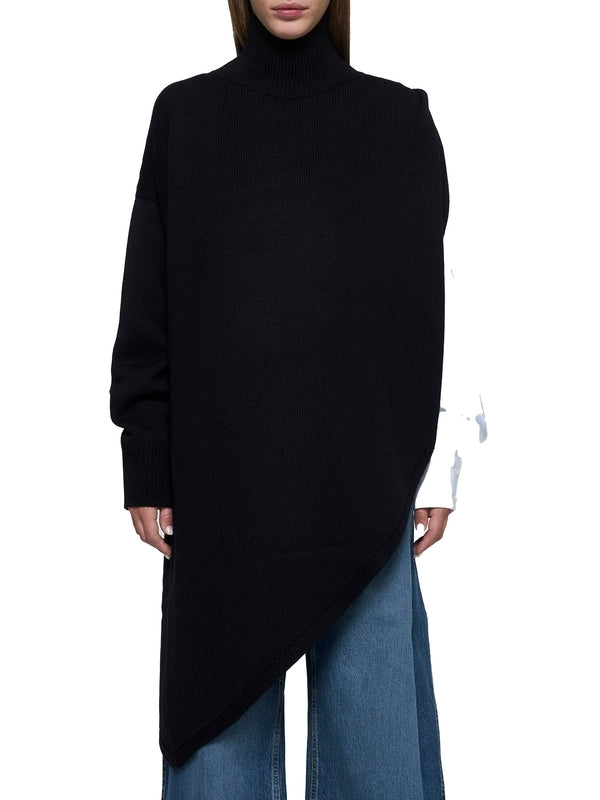 Asymmetrical High Neck Wool
  Knit