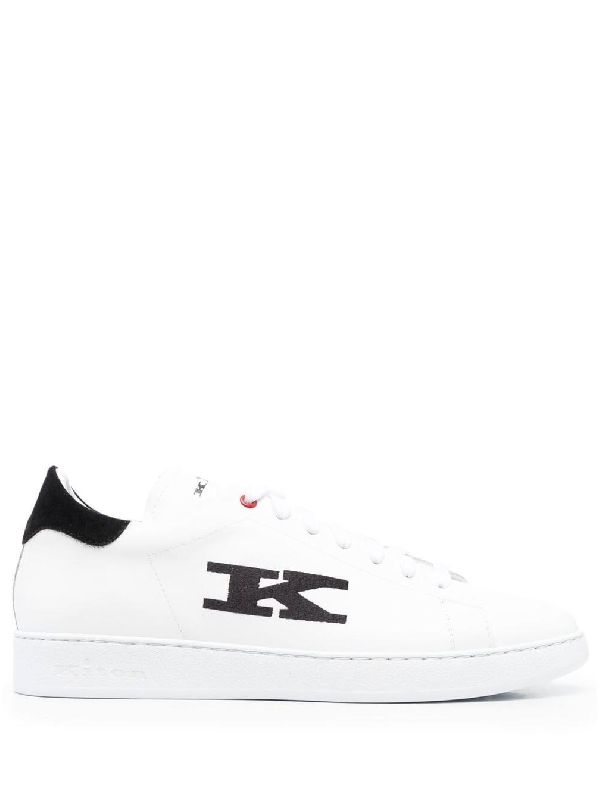 Logo Embroidered Leather Sneakers