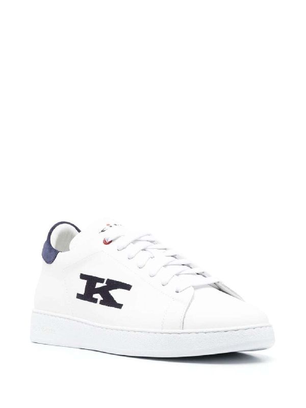 Logo Embroidered Leather Sneakers