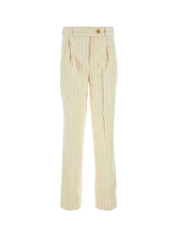 Wool Pleats Pinstripe Pants