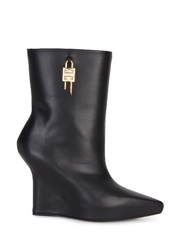 4g Lock Calfskin Wedge Boots Heel