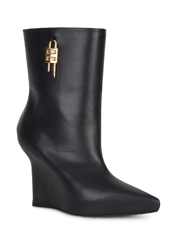 4g Lock Calfskin Wedge Boots Heel