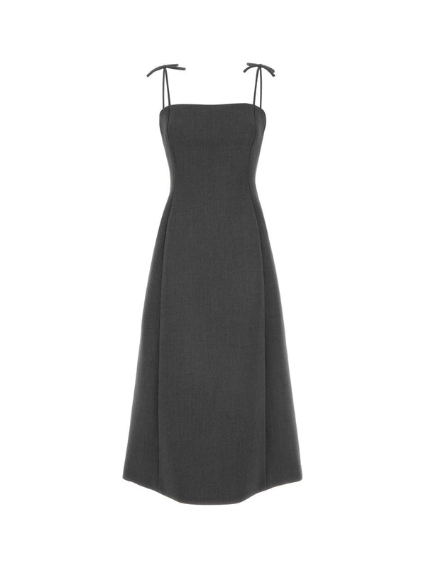 Bow Strap Flare Midi Dress