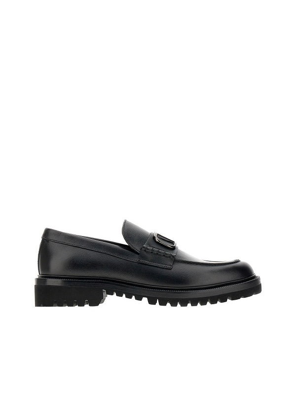 V Logo Leather Loafer