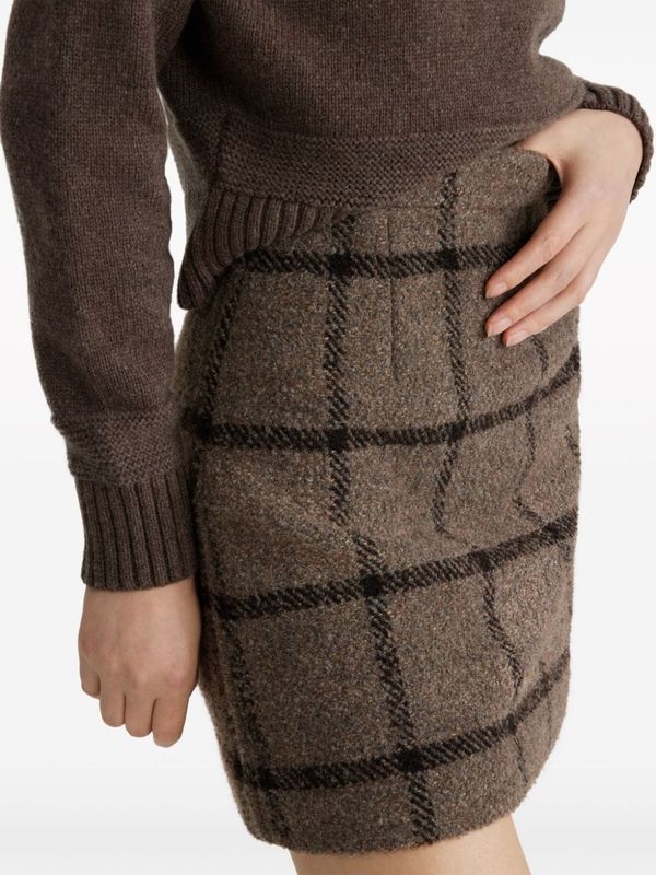 Check Pattern Wool Mini Skirt