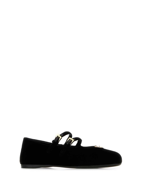 Velvet Mary Jane Flat Shoes