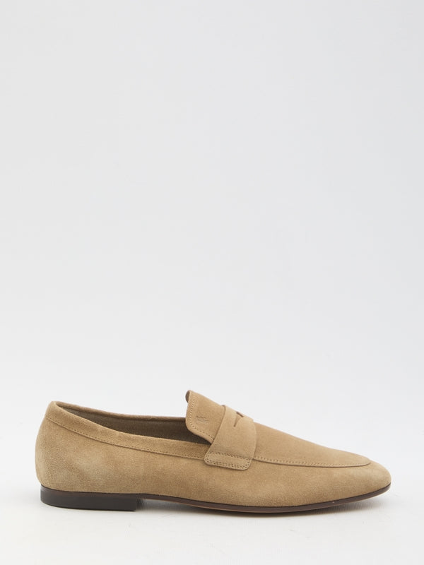 T Logo Suede Leather Loafer