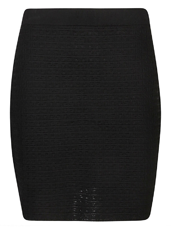 4G Jacquard Back Slit Mini Skirt