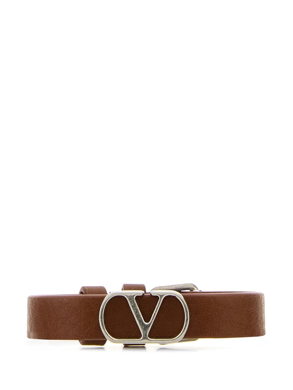 V Logo Leather Bracelet