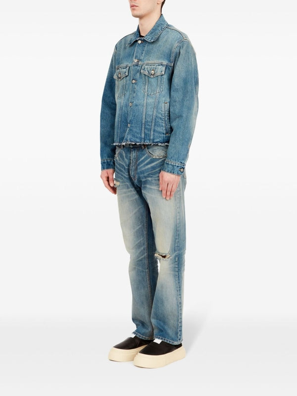 Back Stitch Washing Cotton Denim Trucker Jacket