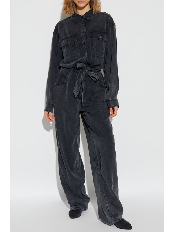 Opaige Belt Detail Denim Jumpsuit