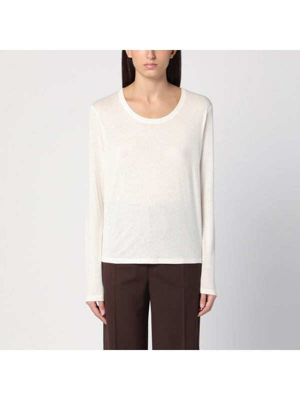 Wool Blend Crewneck Long-sleeve Top