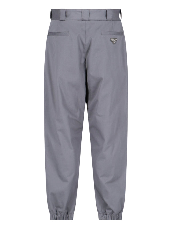 Triangle Logo Stretch Cotton Carrot Pants