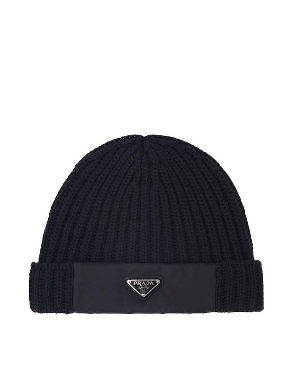 Triangle Logo Nylon Panel Wool Beanie